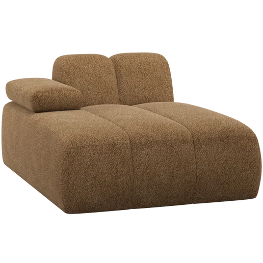 Chaise longue chenille geel links 124 cm