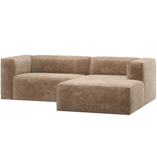 Chaise longue velours beige rechts