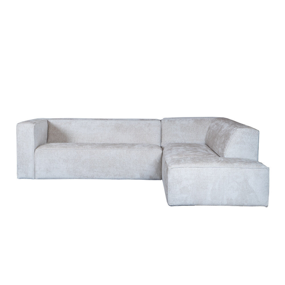 Hoekbank chenille wit rechts 266 cm