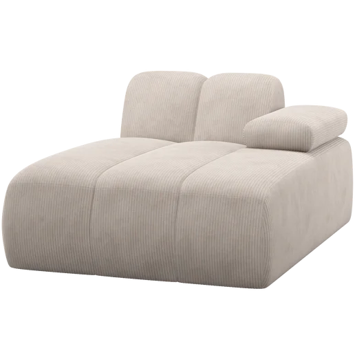 Chaise longue beige rechts 124 cm