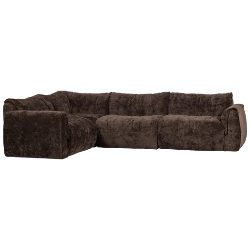 Hoekbank Norar polyester bruin links 301 cm