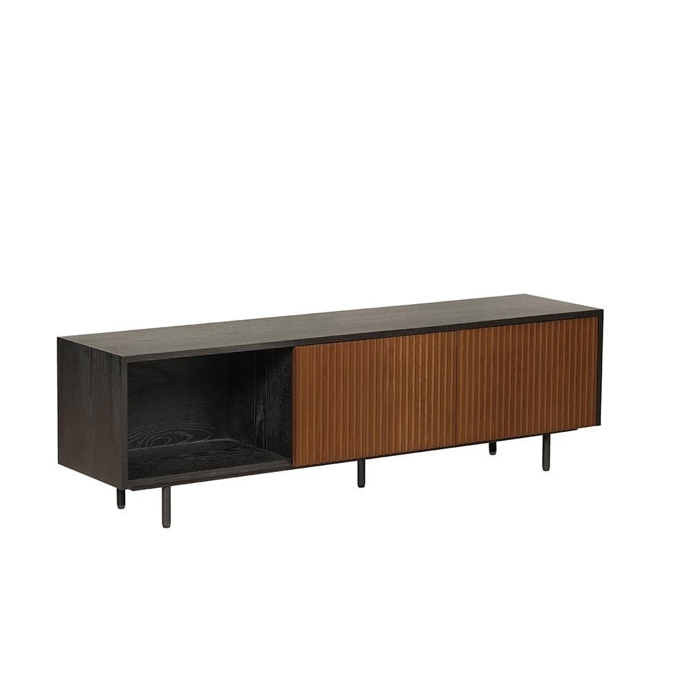 Tv-meubel rubberwood zwart 150 cm