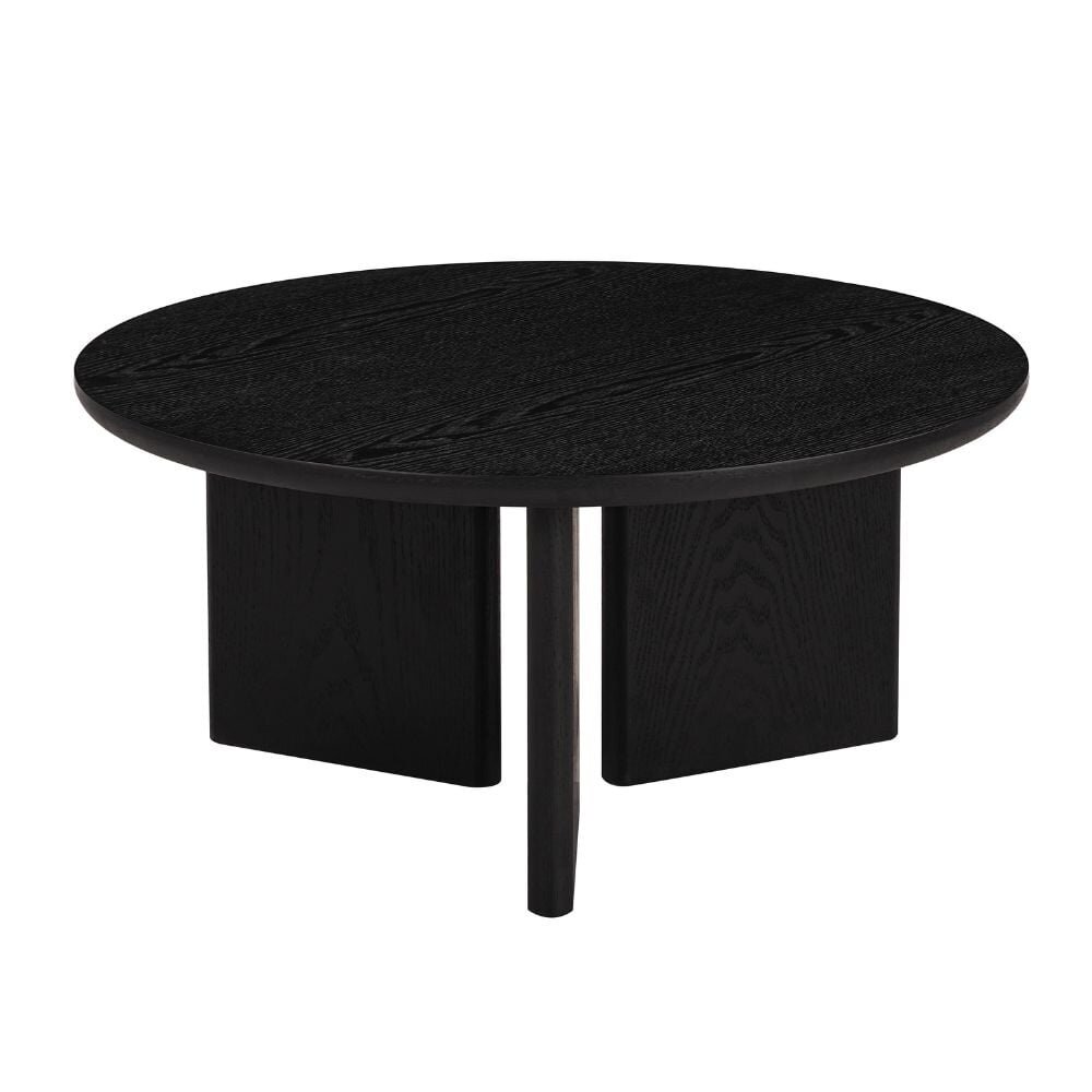 Salontafel MDF + eikenfineer zwart Ø68 cm
