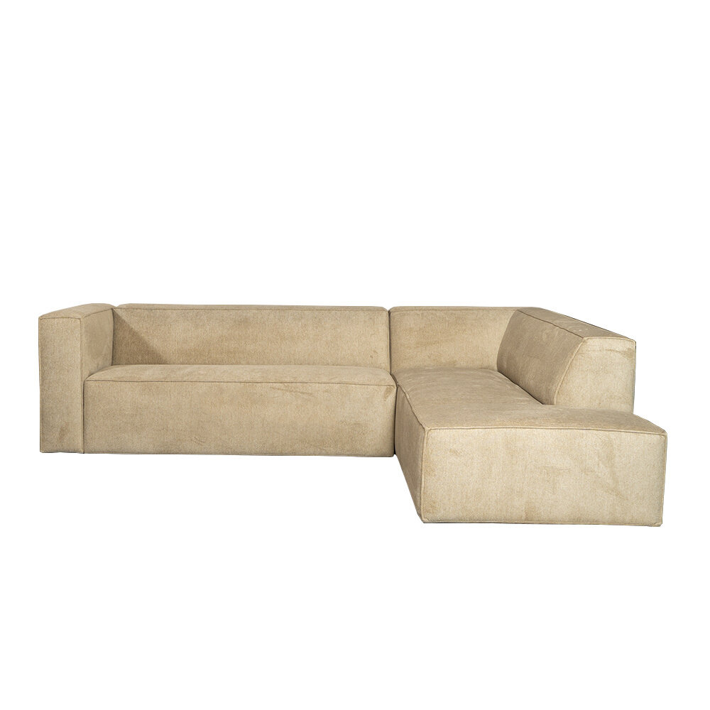 Hoekbank polyester taupe rechts 266 cm