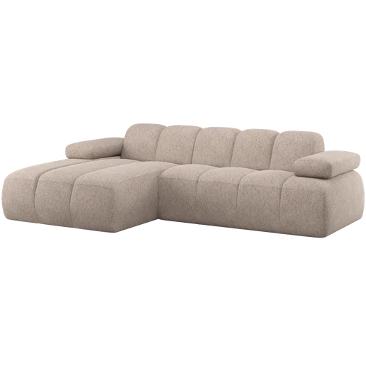 Chaise longue chenille beige links 284 × 74 cm hoog