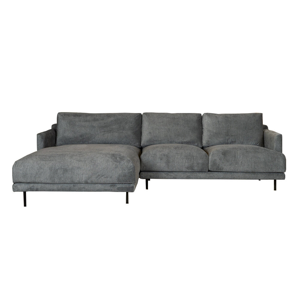 Hoekbank polyester antraciet links