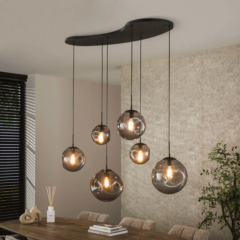 Hanglamp zwart 6-lichts