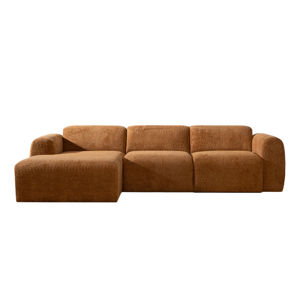 Hoekbank bouclé terracotta links 274 cm