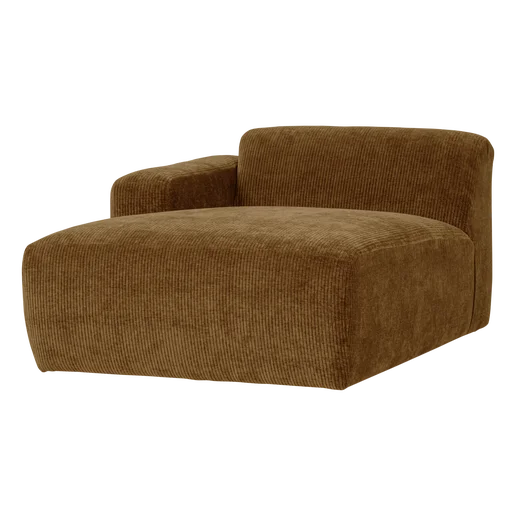 Chaise longue Fenvo ribstof geel links