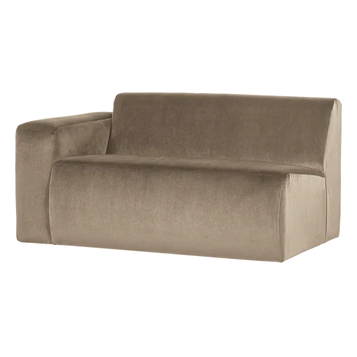 Bank velours taupe 5-zits links