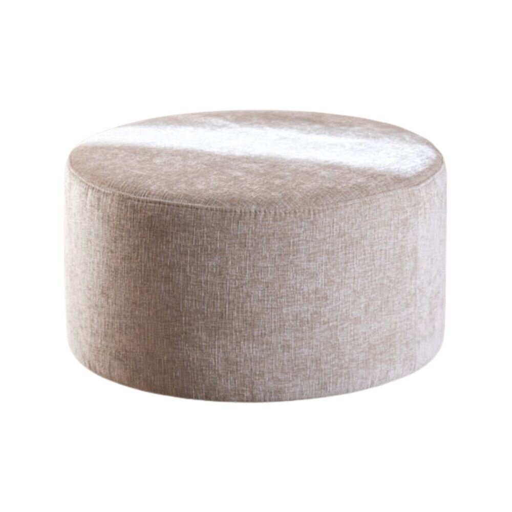 Poef Fento chenille beige rond Ø70 cm 37 cm hoog