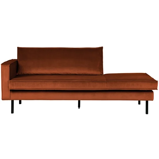 Chaise longue Linis velours oranje links 203 cm