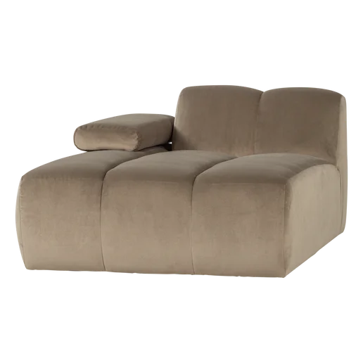 Chaise longue Helan velours taupe links 124 cm