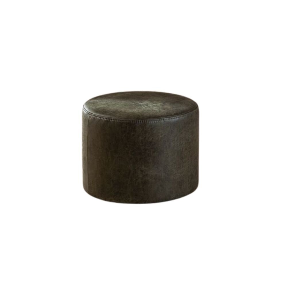 Poef eco-leer olijf groen 50 cm