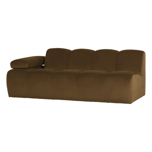 Bank velours geel 2-zits links 204 cm