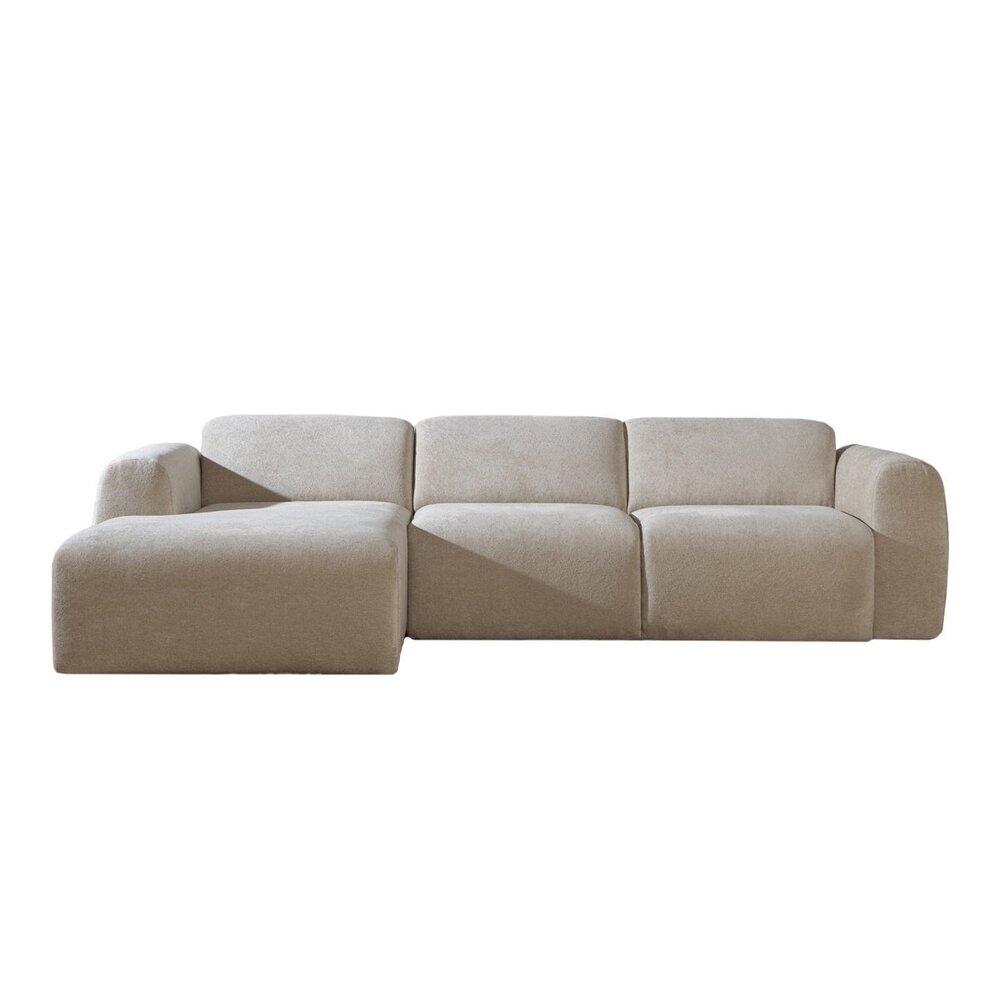Hoekbank chenille beige links 274 cm