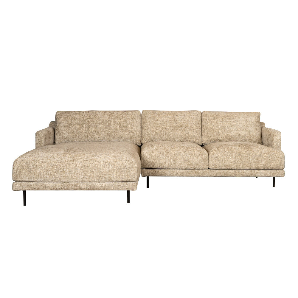Hoekbank polyester taupe links 290 cm
