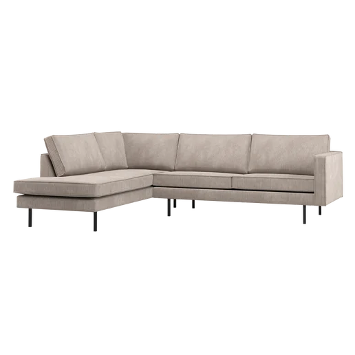 Hoekbank bruin links 266 × 85 cm hoog