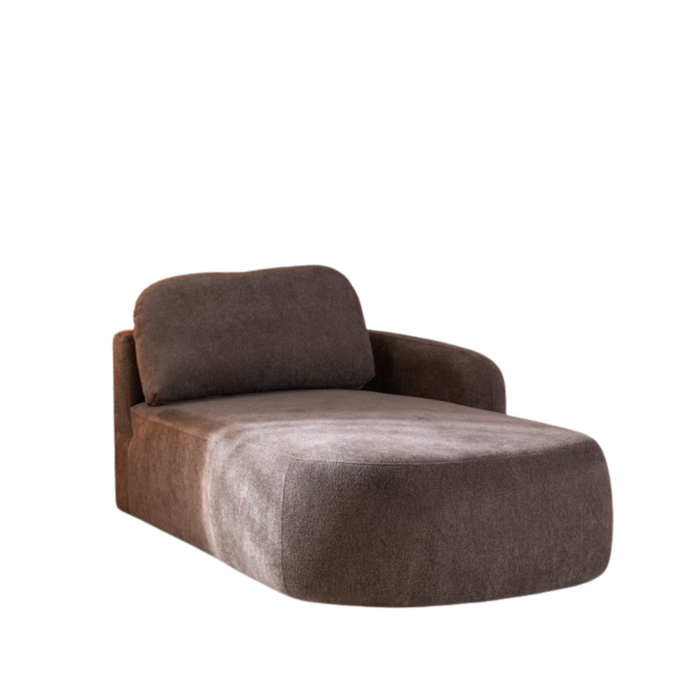 Chaise longue chenille bruin rechts 107 cm