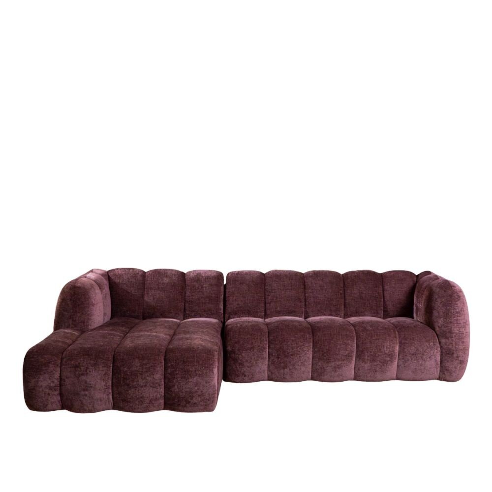 Hoekbank chenille paars links 294 cm