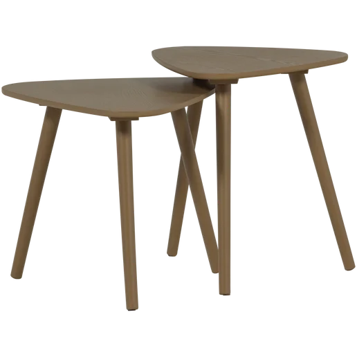 Bijzettafel grenen bruin set van 2