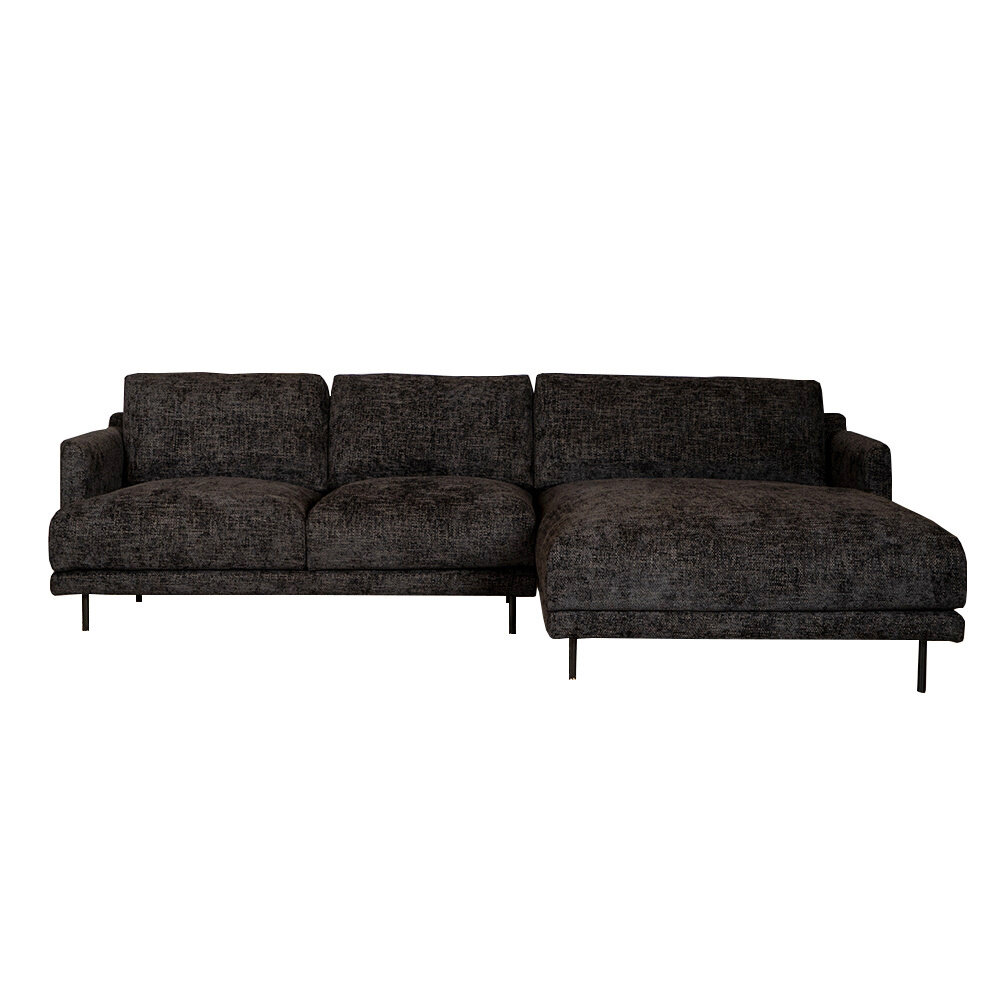Hoekbank Calna chenille zwart rechts