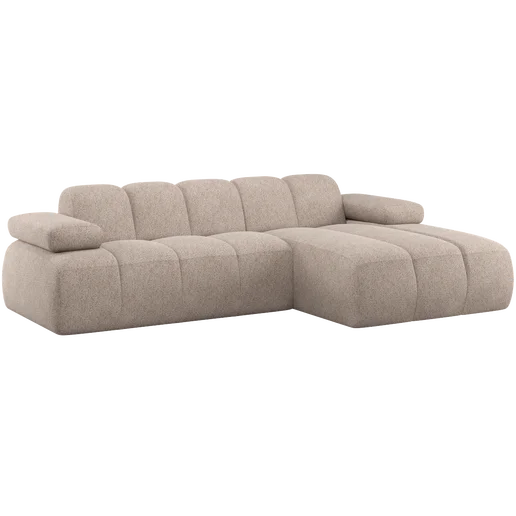 Chaise longue chenille beige rechts 284 × 74 cm hoog
