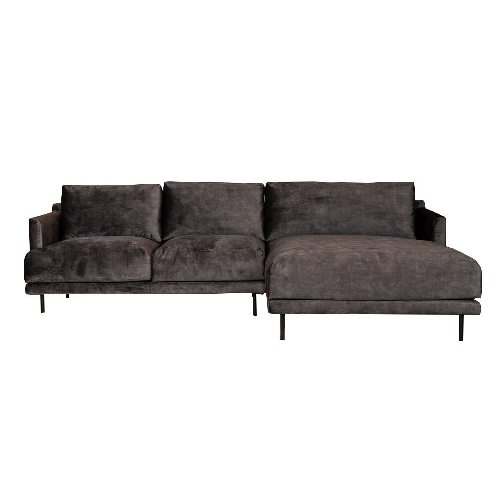 Hoekbank velours antraciet rechts