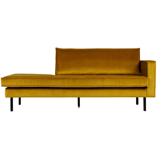Chaise longue Elar polyester geel rechts 203 × 85 cm hoog