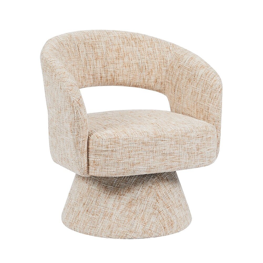 Fauteuil chenille polyester beige draaibaar