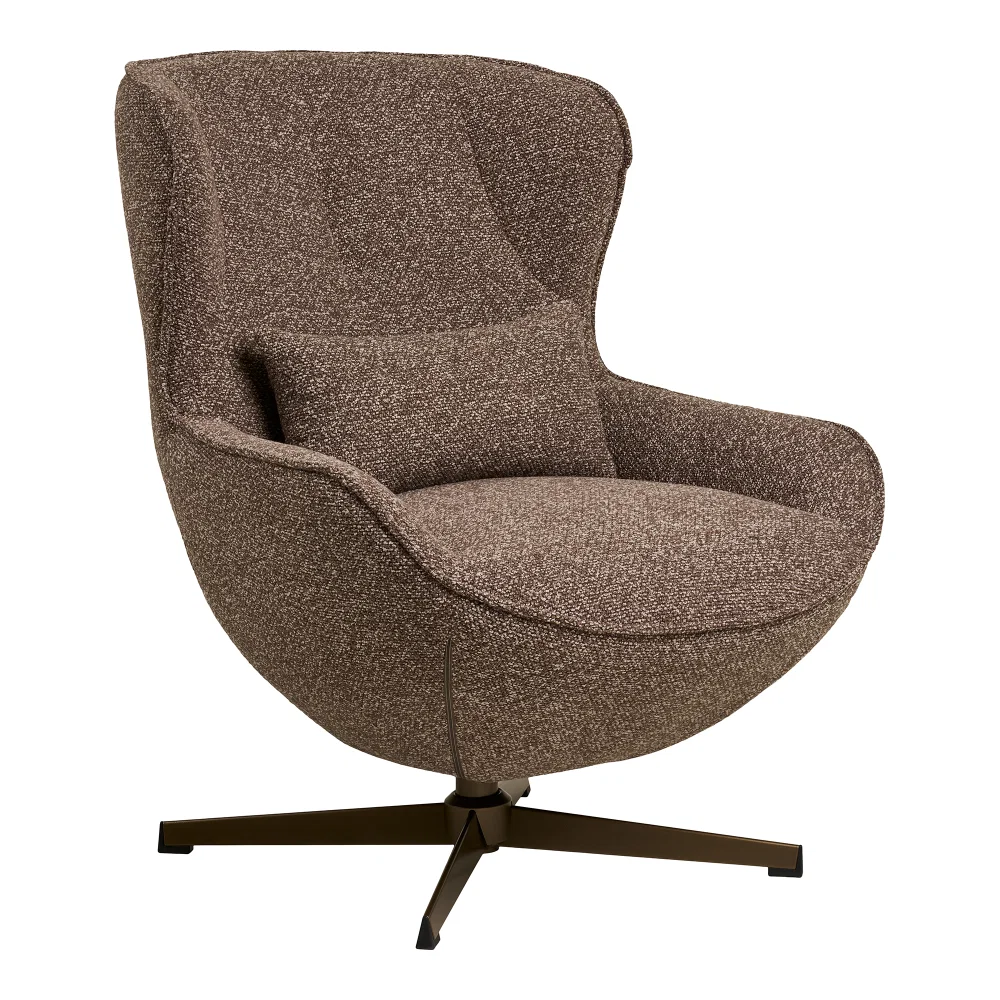 Fauteuil Veson polyester bruin draaibaar