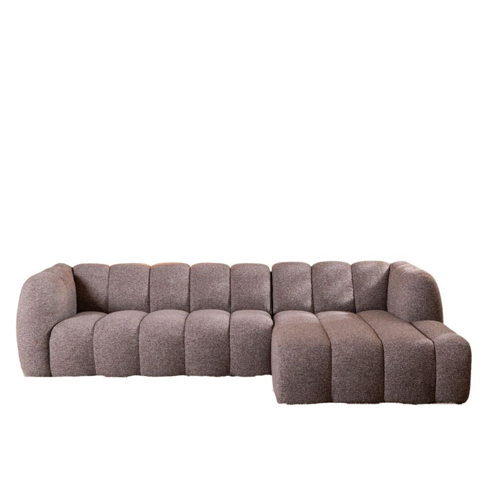 Hoekbank bouclé bruin rechts 294 cm