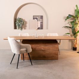 Eettafel mangohout naturel smooth 230 × 76 cm hoog