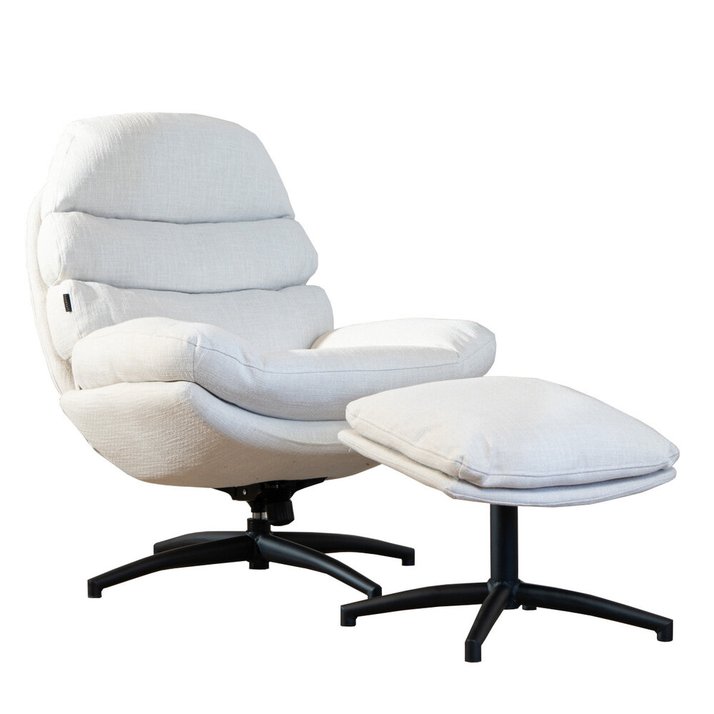 Fauteuil polyester gebroken wit draaibaar