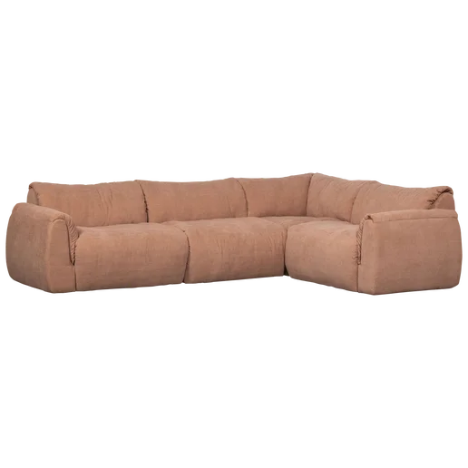 Hoekbank polyester roze rechts