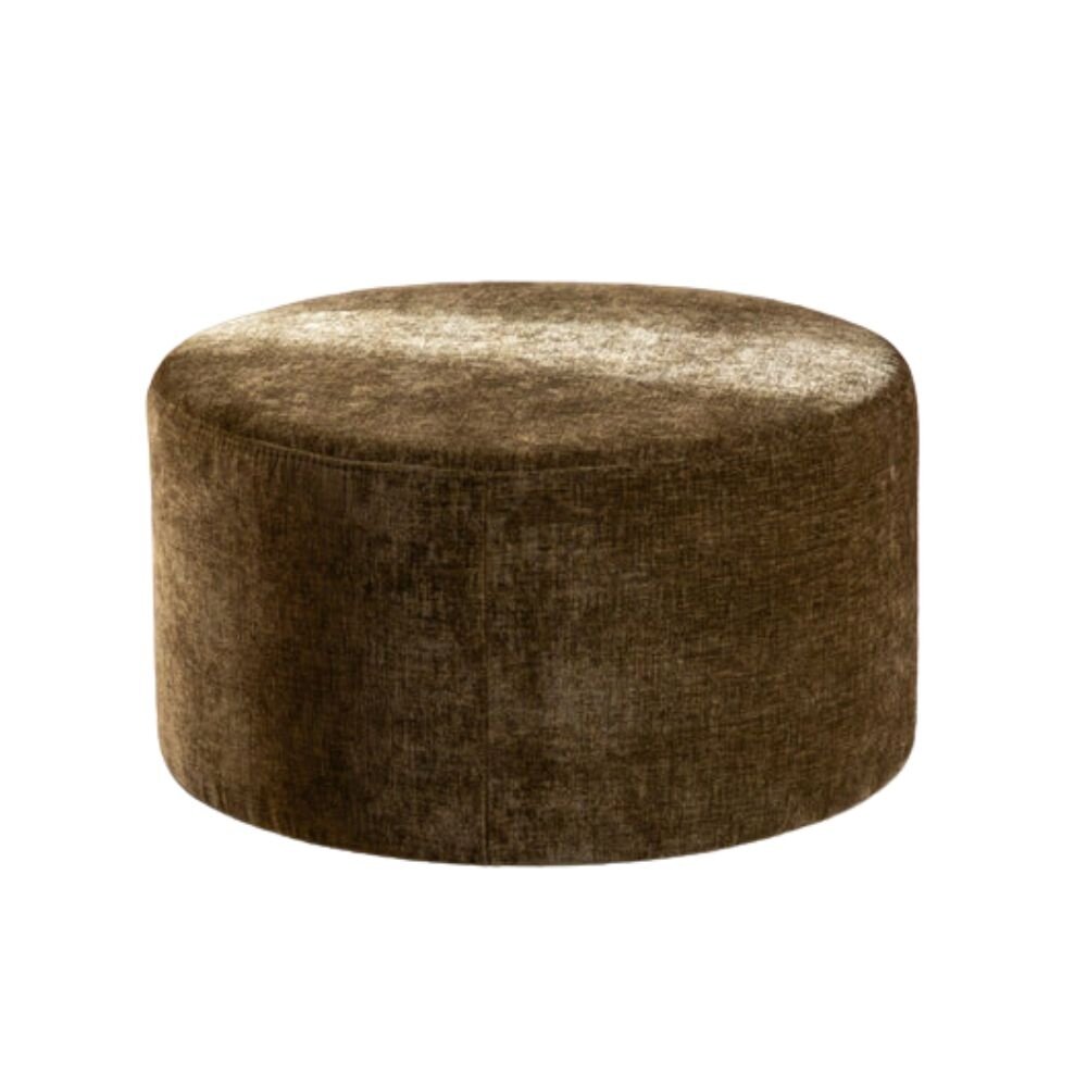 Poef chenille olijfgroen rond Ø70 cm