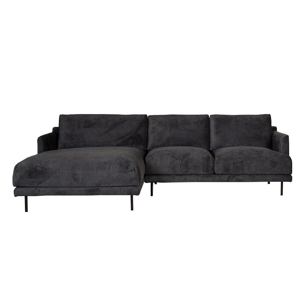 Hoekbank polyester zwart links