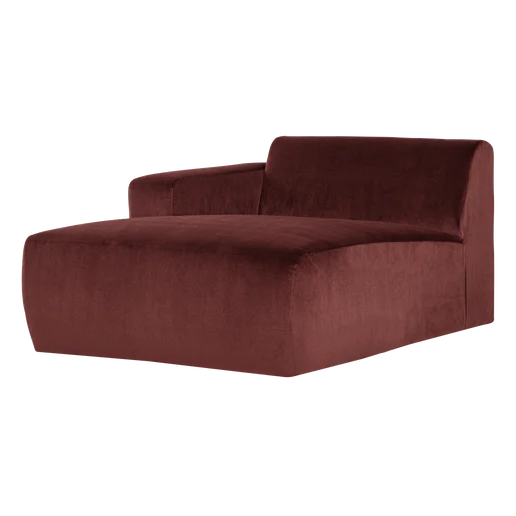Chaise longue velours bruin links