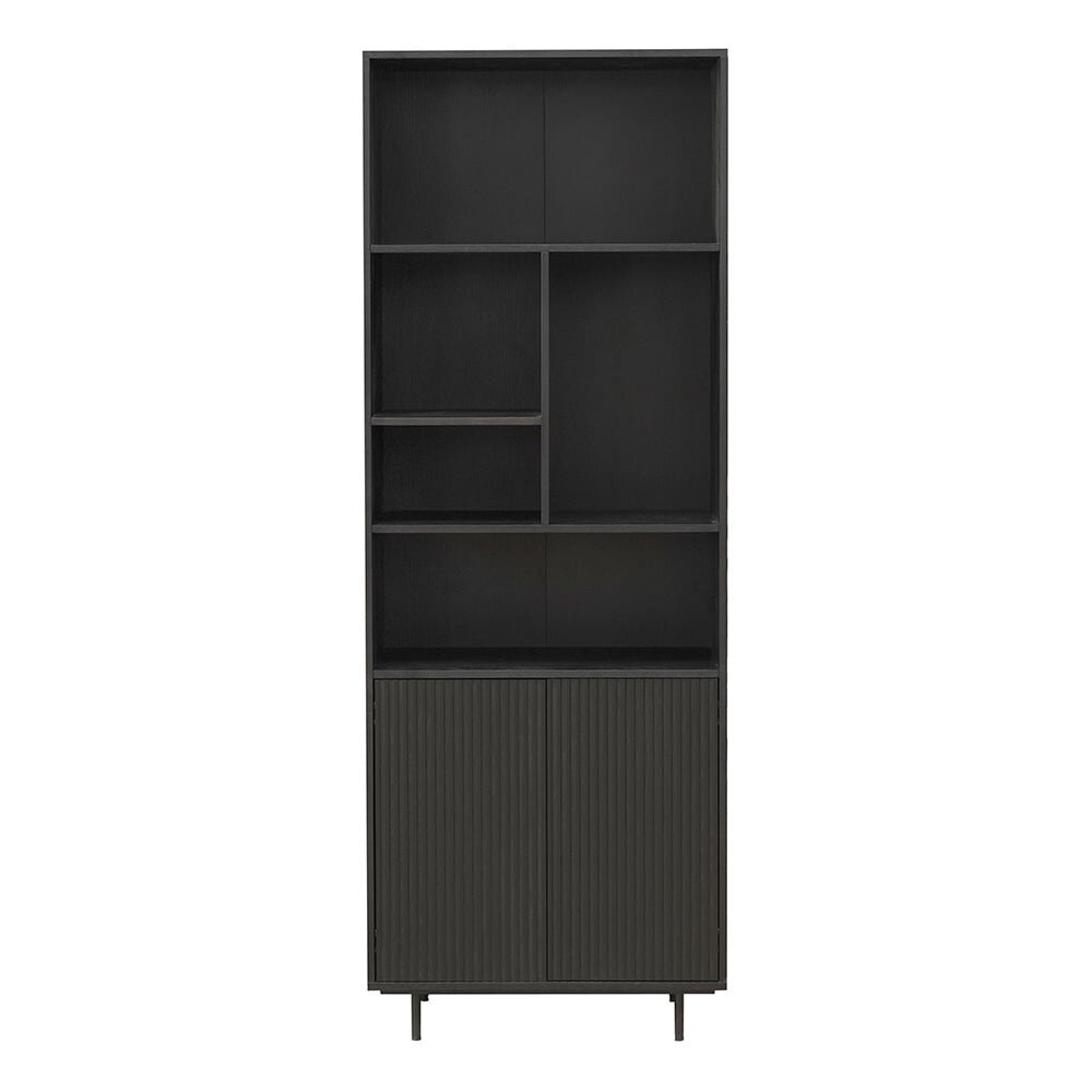 Kast rubberwood zwart 80 × 220 cm hoog