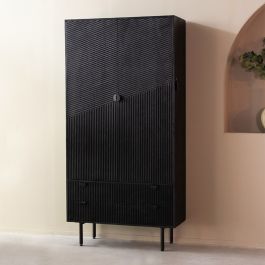 Kast mangohout zwart 100 × 200 cm hoog