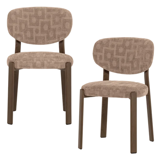 Eetkamerstoel polyester beige set van 2