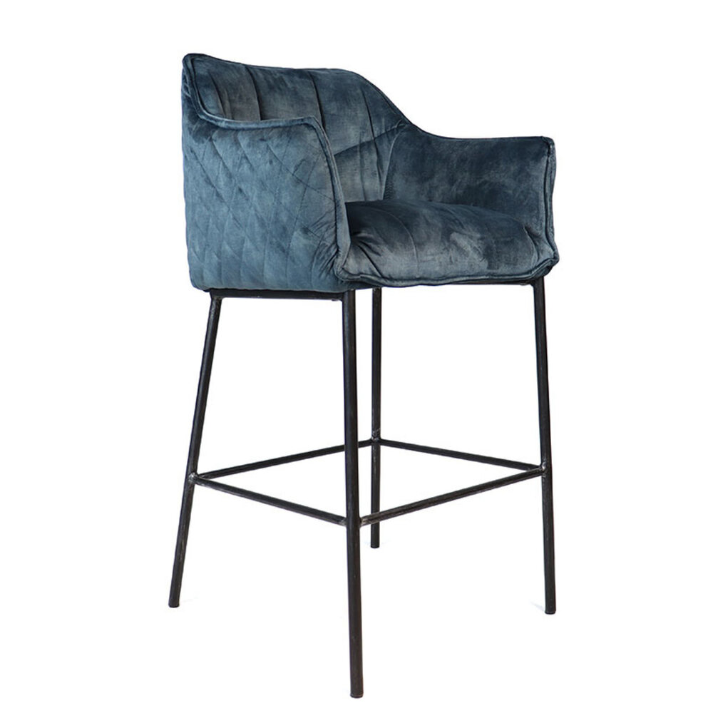 Barkruk Brato velours blauw 82 cm 62 cm