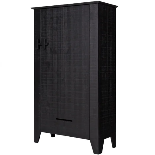 Kast zwart 85 × 142 cm hoog