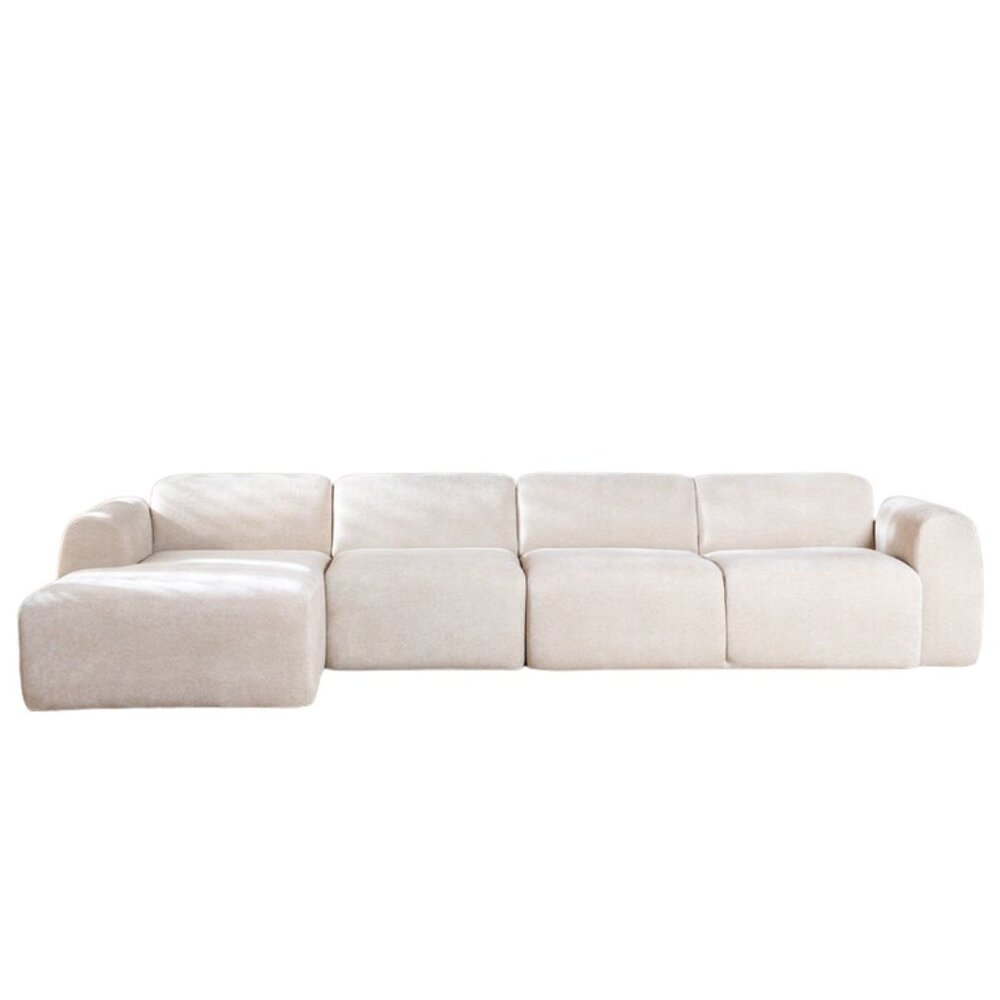 Hoekbank chenille beige links