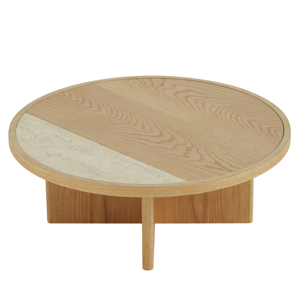 Salontafel MDF + eikenfineer naturel eiken Ø80 cm