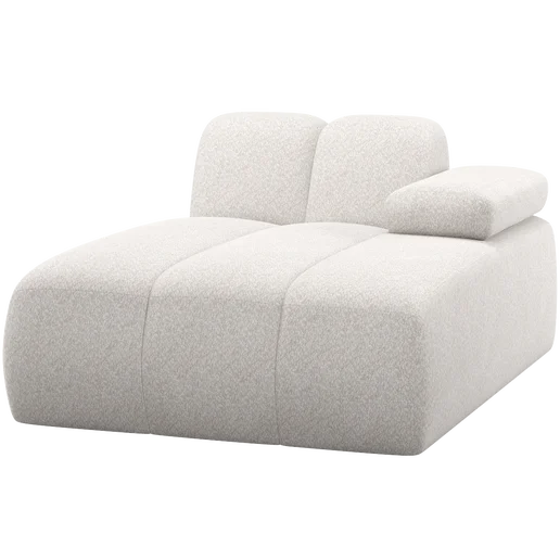 Chaise longue chenille stof beige rechts