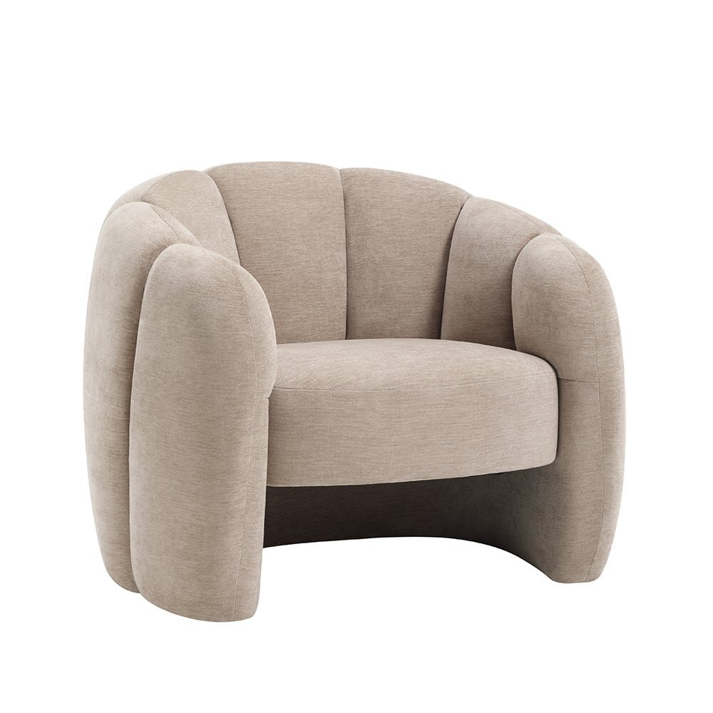 Fauteuil velours beige 55 cm