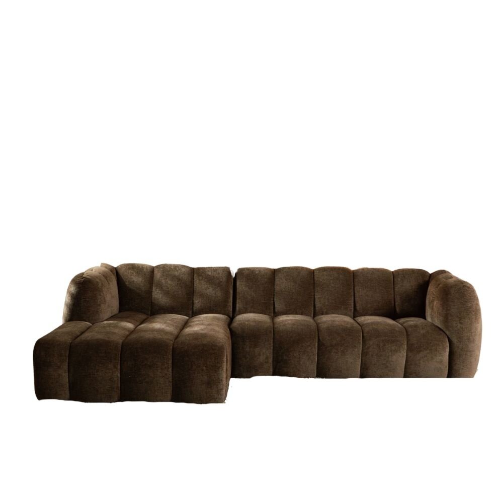 Hoekbank chenille mocha links 294 cm