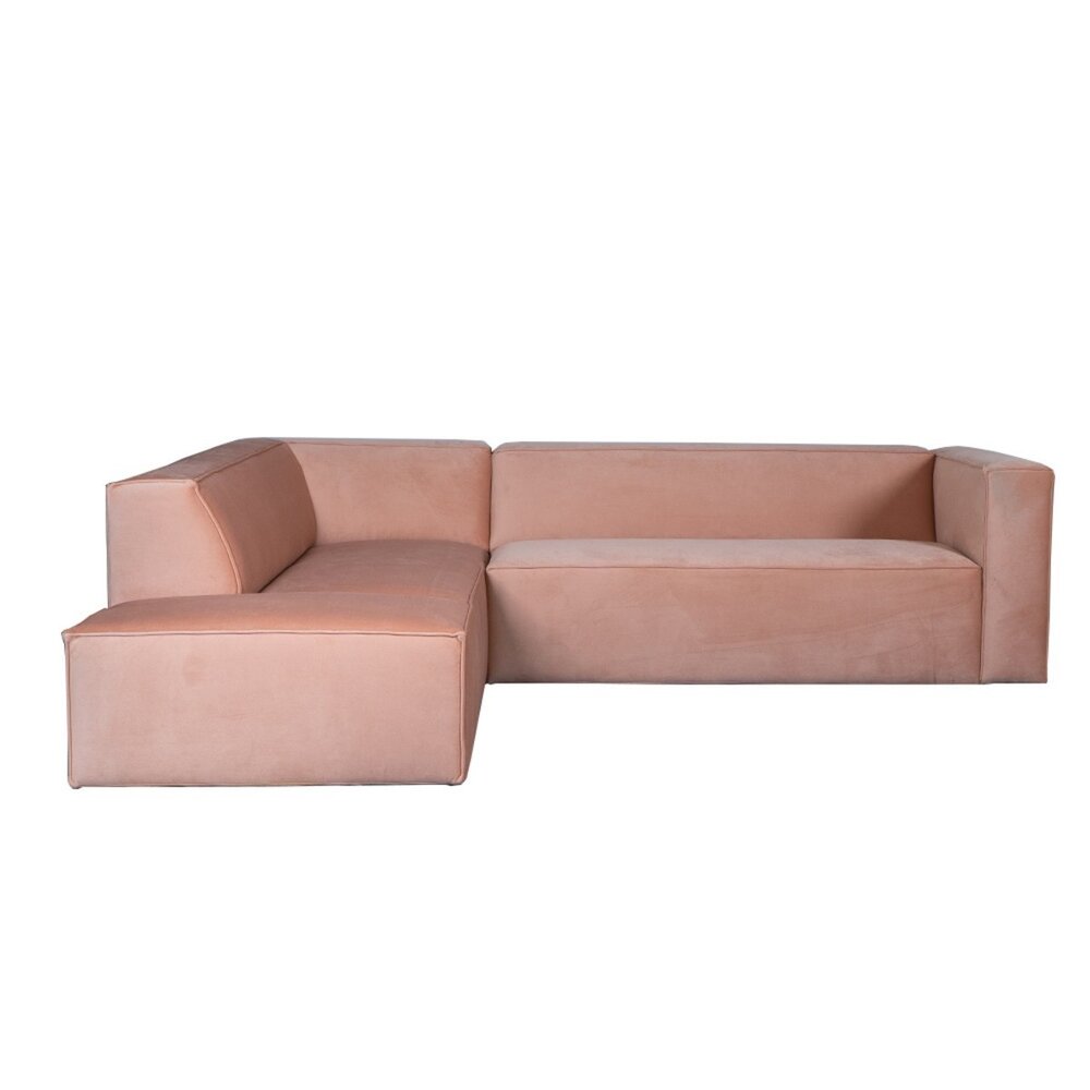 Hoekbank velours roze links
