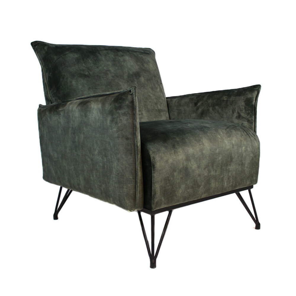 Fauteuil Dalio velours groen 74 cm